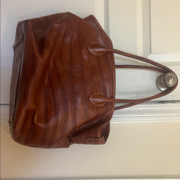 Dooney & Bourke Cognac Charleston Shopper Tote Zebra Leather Tote Bag - Picture 11 of 16